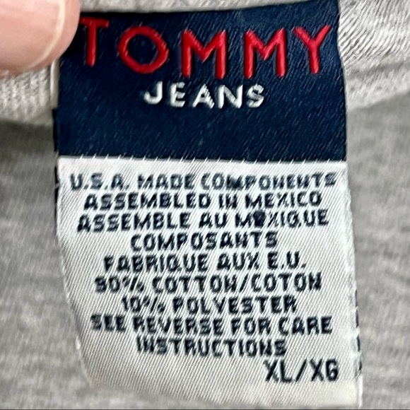 Vintage Tommy Jeans Heather Gray Double Sided Spellout T-Shirt Size XL 1990s - Picture 6 of 8